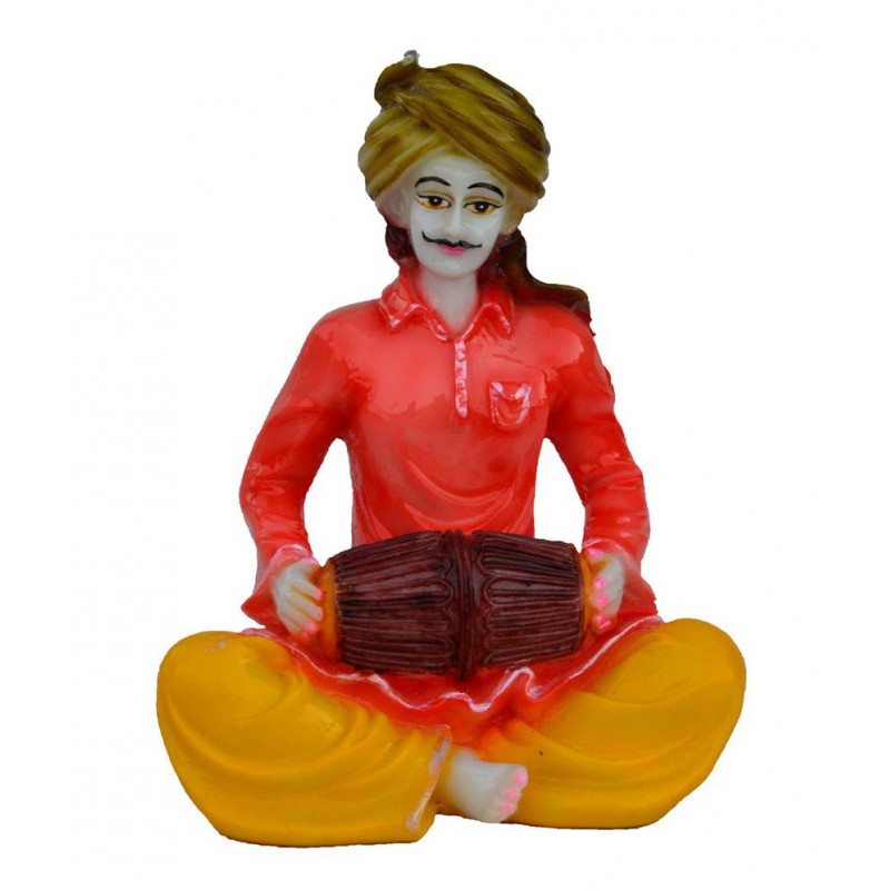 Ecraftindia Rajasthani Musician Statue Playing Dholak
