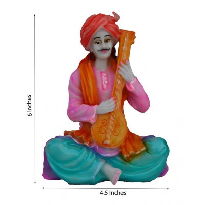 Ecraftindia Rajasthani Musician Statue Playing Sitar