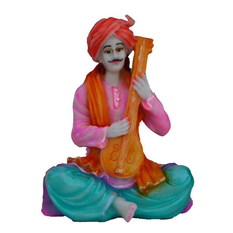 Ecraftindia Rajasthani Musician Statue Playing Sitar