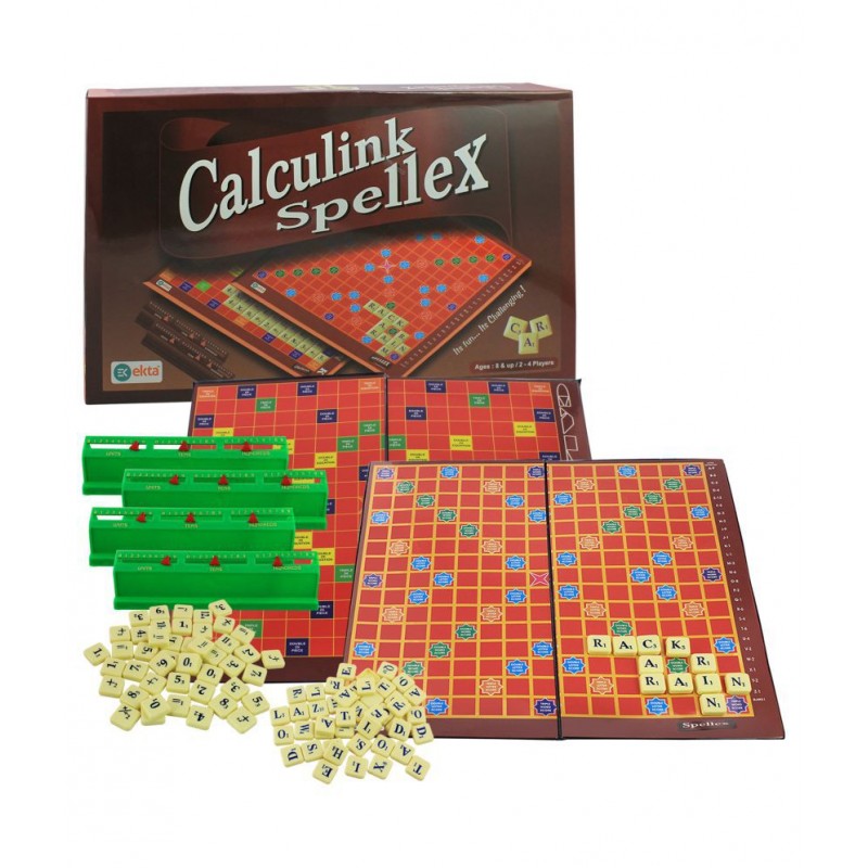 Ekta Calculink Spellex 2 to 4 Players Board Game Kit for Brainteaser | Math & English Word Game for Ages 8 and Up- Searching Words, Improve Spelling, Vocabulary for Kids