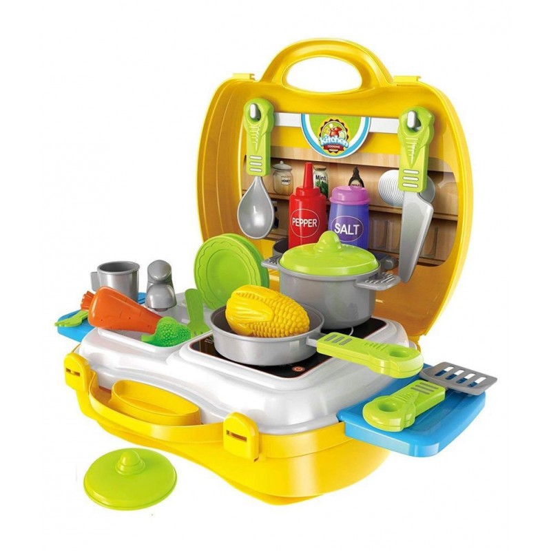 Ekta Kitchen Cooking Set Of 26 Pcs | Ultimate Kids Kitchen Set Chef Bring Along Kitchen For Girls Suitcase Set (Kitchen Play Set)