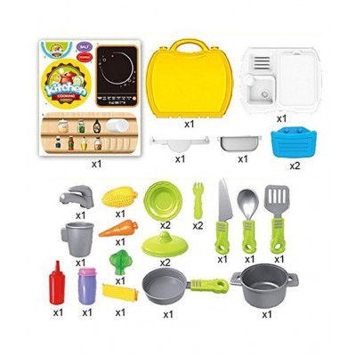 Ekta Kitchen Cooking Set Of 26 Pcs | Ultimate Kids Kitchen Set Chef Bring Along Kitchen For Girls Suitcase Set (Kitchen Play Set)