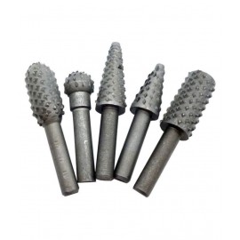 Electomania Drill Bits Set Wood Carving File Rasp Drill Bit of 5 Pcs 1/4" 6mm Shank Tool Power Tools Woodworking Chisel Shaped Rotating Embossed Grinding Head (Black)
