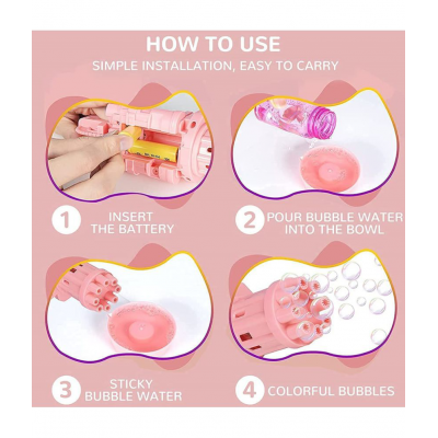 Electronic Bubble Gun | Bubble Making Toy Gun with Bubble Solution Bottles | Toy for Kids ( Multicolor )