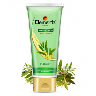 Elements Wellness 3 in 1 Face Wash Anti Acne Gel 60 gm Pack of 3