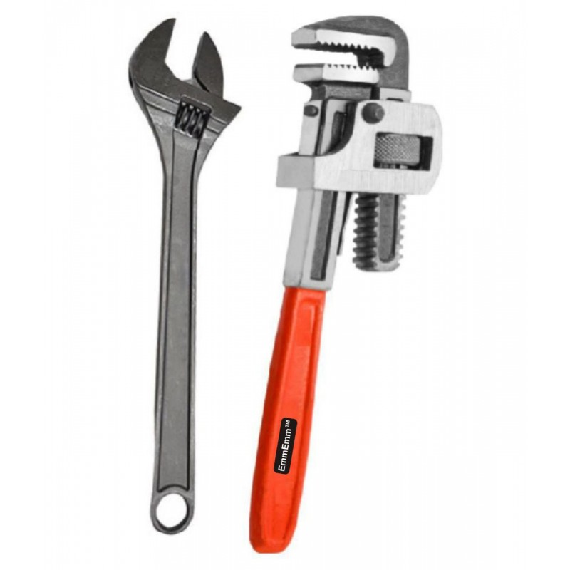 EmmEmm - tools hardware Premium 10 Inch Pipe Wrench/Socket Wrench & 8 Inch Adjustable Wrench