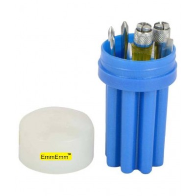 EmmEmm Screwdriver Kit of 8 Blades with Tester, Flat Tip: 3.25, 4.5, 5 mm, Philips No. - 0, 1, 2, Pocker and Extension Rod