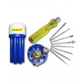 EmmEmm Screwdriver Kit of 8 Blades with Tester, Flat Tip: 3.25, 4.5, 5 mm, Philips No. - 0, 1, 2, Pocker and Extension Rod