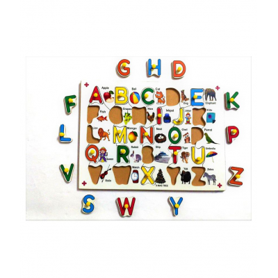 English Alphabet Learning Puzzle Board with Knobs and Picture FOR PRE PRIMARY  EDUCATION