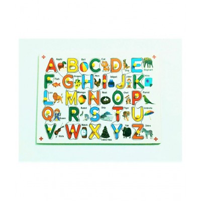 English Alphabet Learning Puzzle Board with Knobs and Picture FOR PRE PRIMARY  EDUCATION
