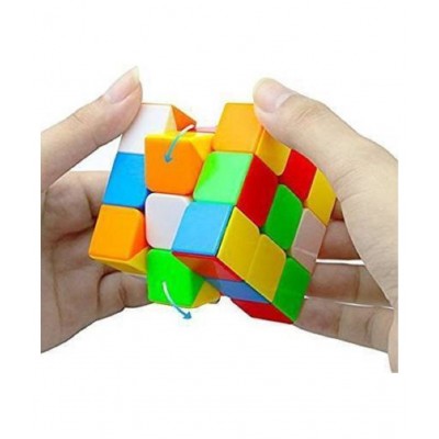 FLYmart 3x3 Magic Cube Puzzle Game Toy, Smooth Swing for Faster Movement (1 Piece) | Non Sticker| Sticker less Colored| Speed CUBE with High Stability (1 Piece).