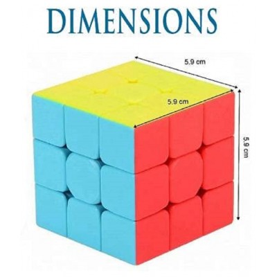 FLYmart 3x3 Magic Cube Puzzle Game Toy, Smooth Swing for Faster Movement (1 Piece) | Non Sticker| Sticker less Colored| Speed CUBE with High Stability (1 Piece).
