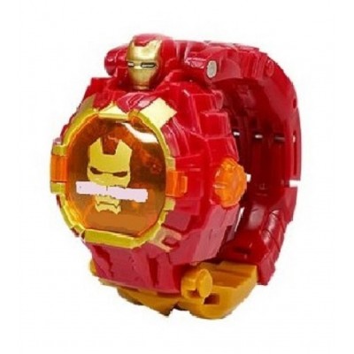 FLYmart Acation Figure  iIronmaan Robot Toy Digital Wrist watch | Super Hero Iroonmaan Transformer to Digital Watch  (Red, Yellow)