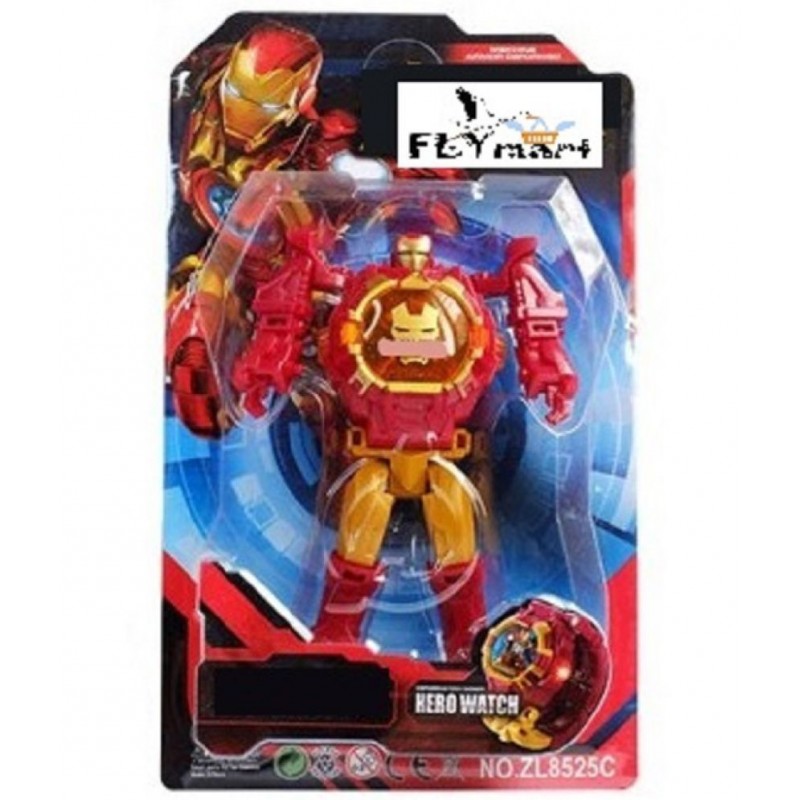 FLYmart Acation Figure  iIronmaan Robot Toy Digital Wrist watch | Super Hero Iroonmaan Transformer to Digital Watch  (Red, Yellow)