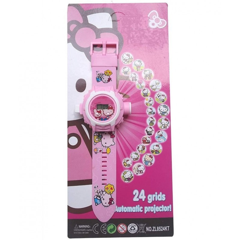 FLYmart Digital 24 Images Projector Watch for Kids, Cool Figure for Fun time , Cartoon Show for Kids | Birthday Return Gift , Trending Character Projector Wrist Toy- Set of 1 (Helo kittiye)