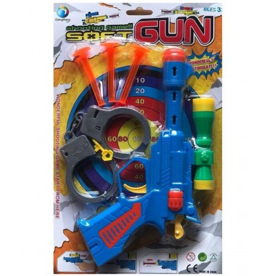 FLYmart Shooting Soft Dart Toy Action Gun with Soft VACCUM Sticks and Handcuffs for Kids (Multicolor, Shooting Soft Gun with Handcuffs) Guns & Darts  (Multicolor) 4.34 Ratings & 3