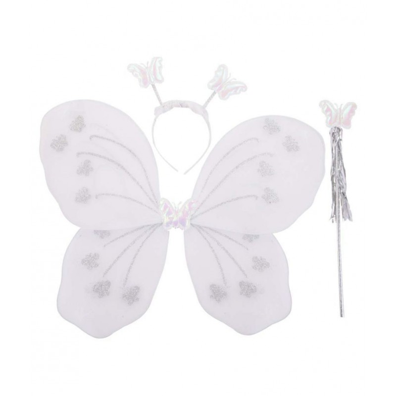 FOK Fairy Butterfly Wings Costume for Baby Girl Angel for Birthday Parties - White