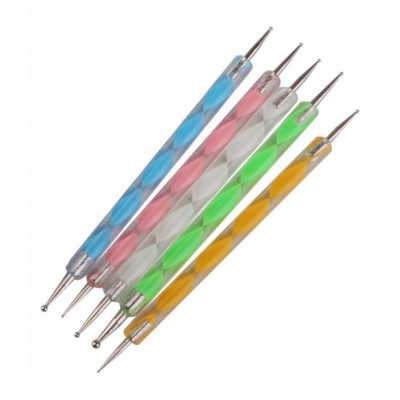 FOK Nail Art Combo 15pc Nail Brush Set ,5pc Nail Pen Set And A French Manicure Nail Art Tip Sticker