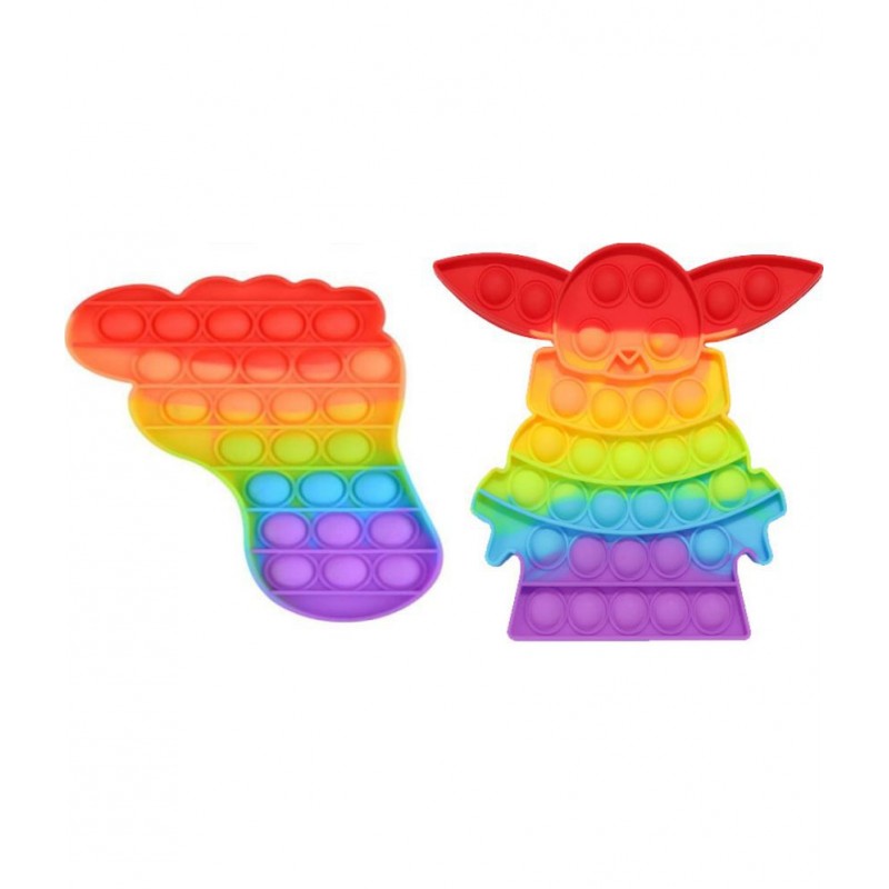 FOOT & baby yoda popit combo pack of 2 popit pop it bubble push fidget toy for anyone with autism, the elderly, adults and children who need to relieve stress
