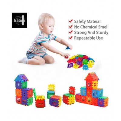 FRATELLI® Building Blocks for Kids - Certified European Safety Standards (102 Pcs Mega Jumbo Happy Home House Building Blocks with Attractive Windows and Smooth Rounded Edges)