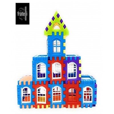 FRATELLI® Building Blocks for Kids - Certified European Safety Standards (102 Pcs Mega Jumbo Happy Home House Building Blocks with Attractive Windows and Smooth Rounded Edges)