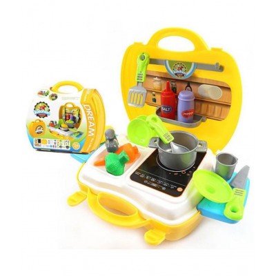 FRATELLI Kitchen Set Toy for Kids Suitcase Cooking Kitchen Set Toy for Children Role Play Toy for Girls 26 PCs