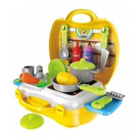 FRATELLI Kitchen Set Toy for Kids Suitcase Cooking Kitchen Set Toy for Children Role Play Toy for Girls 26 PCs