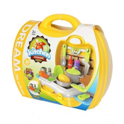 FRATELLI Kitchen Set Toy for Kids Suitcase Cooking Kitchen Set Toy for Children Role Play Toy for Girls 26 PCs