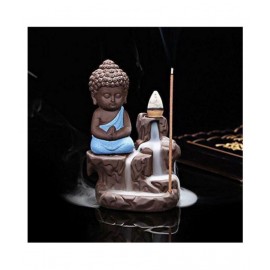 FSN Blue Resin Monk Buddha Smoke Backflow - Pack of 1