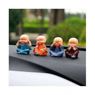 FSN Multicolor Polyresin Monk Buddha Figurines/ Showpiece For Decor- Set of 4