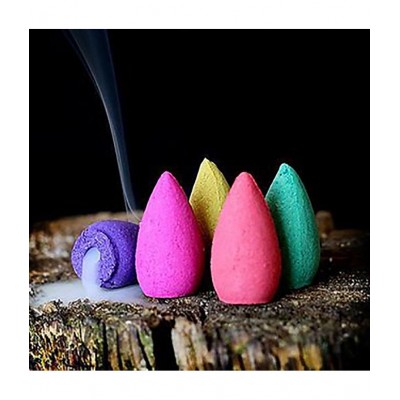 FSN Multicolour Resin Monk Buddha Smoke Backflow - Pack of 50