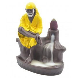 FSN Yellow Resin Monk Buddha Smoke Backflow - Pack of 1