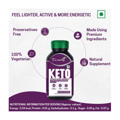 Farmity Keto Advanced Weight Loss Supplement With CLA 800Mg - 60 Capsules | Supports Metabolic Rate, Ketosis