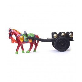 Fashion Art Multicolour Wood Horse Cart Figurines - Pack of 1