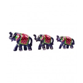 Fashion Art Purple Paper Mache Decorative Elephant Set Figurines - Pack of 1
