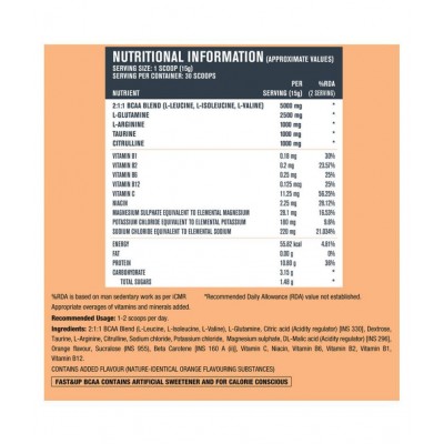 Fast&Up BCAA Ultra Granulation Technology 2:1:1 BCAA Blend 450 gm