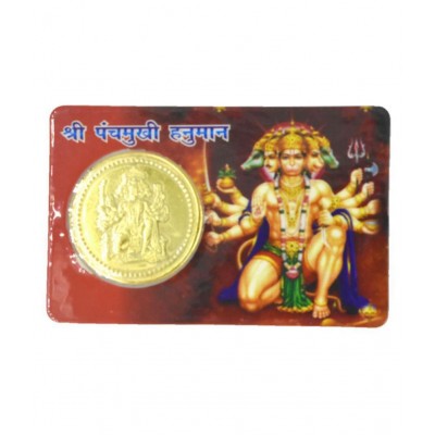 Faynci Shree Panchmukhi Hanuman Yantra Golden Coin ATM Card - For Health, Wealth, Prosperity and Success