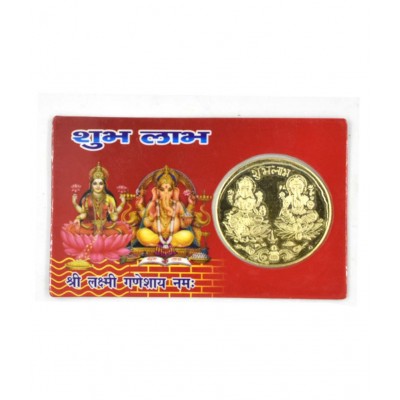 Faynci Shubh Labh Vyapar Vridhi Mini Yantra Golden Coin ATM Card - For Health, Wealth, Prosperity and Success