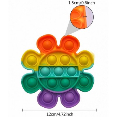 Flower Shaped Stress Relieving Silicone Pop It Fidget Toy multcolor