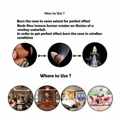 Fountain Cones, Buddha Cones, Ganesha Cones, Backflow Cones, Incense Cones Agarbattis (60) Sticks)" Jasmine, Lavender, Rose Dhoop Cone