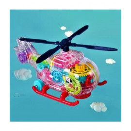 FunBlast Transparent Electric Helicopter for Kids, Pull Back Friction Power 3D Helicopter Toy for 3+ Years Boys Kids and Children - Light and Sound Toy (Multicolor)