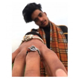 GAWAR Brass silver plated mahakal ring/Silver Plated Handcrafted Shiv/Mahadev/Mahakal Trishul Rudra ksha Beads Damroo Finger Ring man & boys GAWAR Brass silver plated mahakal ring/Silver Plated Handcrafted Shiv/Mahadev/Mahakal Trishul Rudra ksha Beads Damroo Finger Ring man & boys