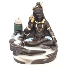 GBuzz Lord Shiva Smoke Back Flow Cone Incense Holder With 10 Cone Assorted Polyresin Sculptures - Pack of 1