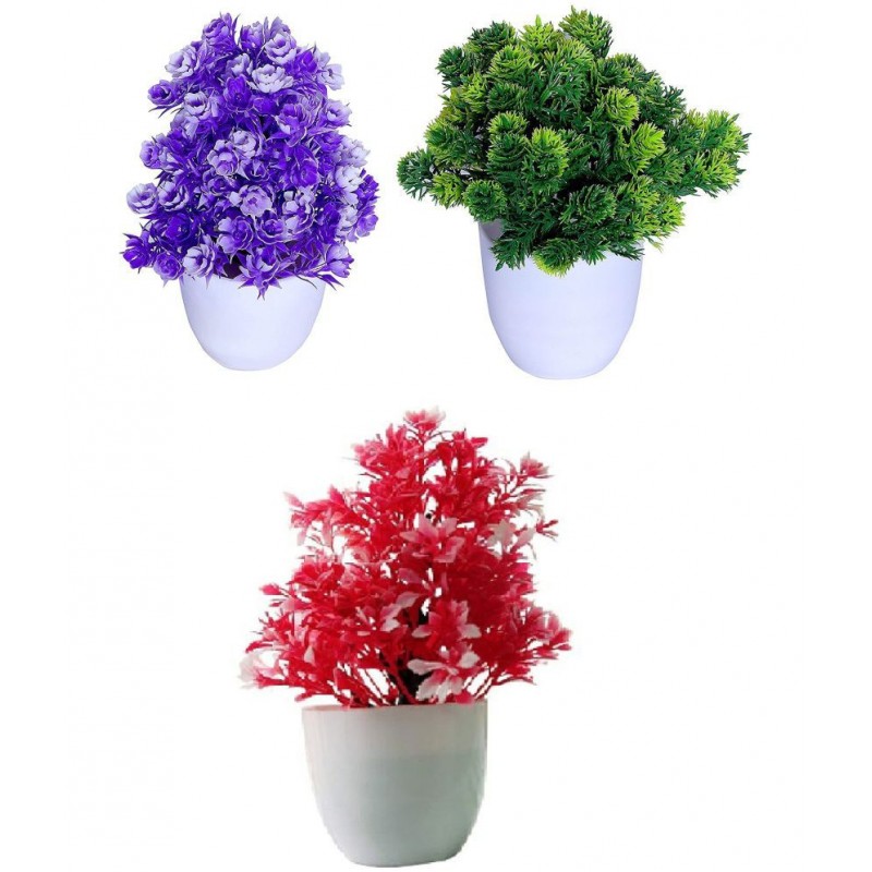 GEET FLOWER Assorted Multicolour Flowers With Pot - Pack of 3