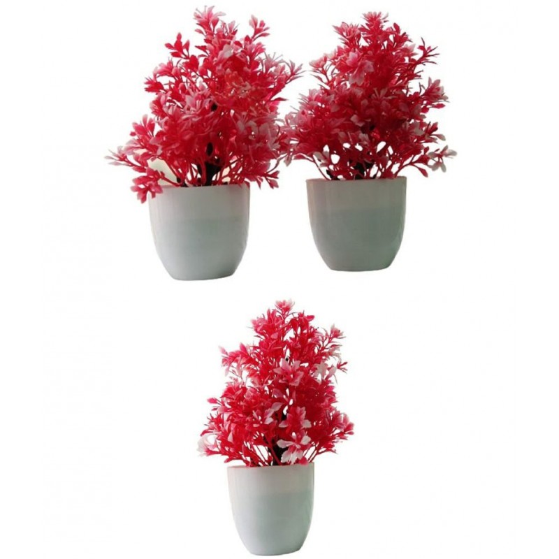 GEET FLOWER Assorted Red Flowers With Pot - Pack of 3