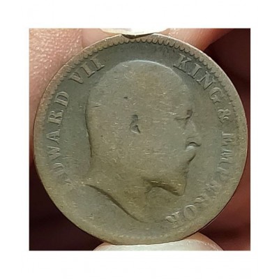 GENERIC BAND OLD RARE BRONZE ONE QUARTER ANNA EDWARD KING EMPEROR YEAR 1910