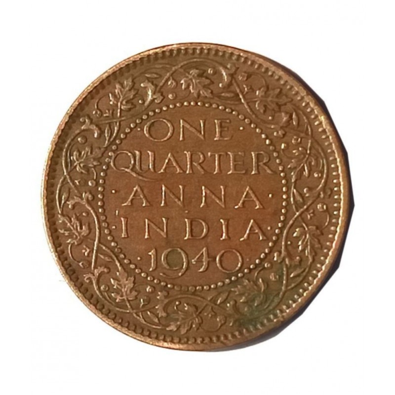 GENERIC BAND ONE QUARTER ANNA YEAR 1940 GEORGE VI KING EMPEROR COIN RARE