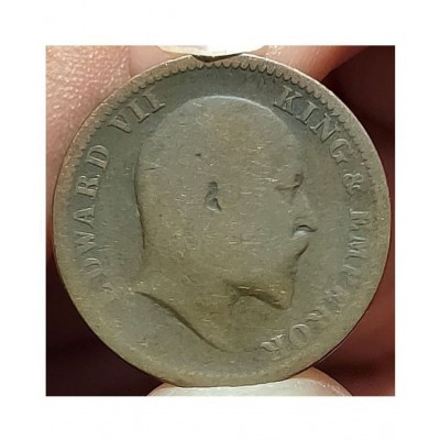 GENERIC BAND RARE ONE QUARTER ANNA 1907 BRONZE COIN EDWARD KING EMPEROR