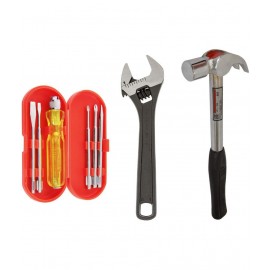GIZMO Hand Tools , Hand Tools Kit , Hand Tools Kit For Home Use , Hand Tools Set , Tools Combo With 8" Adjustable Wrench, Claw Hammer & 5 Pieces Screwdriver Set