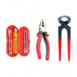 GIZMO Hand Tools , Hand Tools Kit , Hand Tools Kit For Home Use , Hand Tools Set , Tools Combo With 8" Pincer Plier, Combination Plier & 5 Pieces Screwdriver Set
